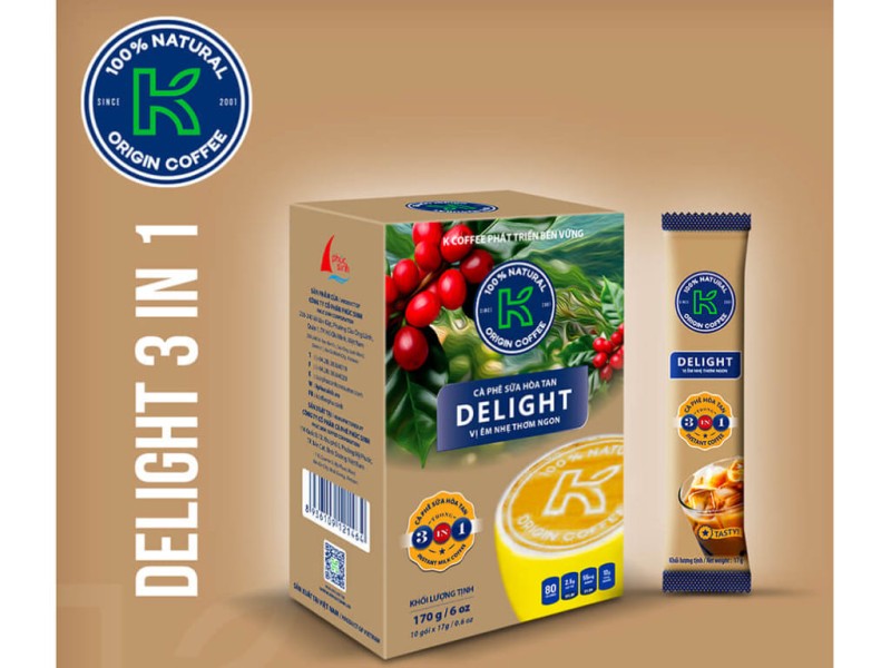 Cà phê sữa hòa tan K Coffee Delight 3 in 1 170g